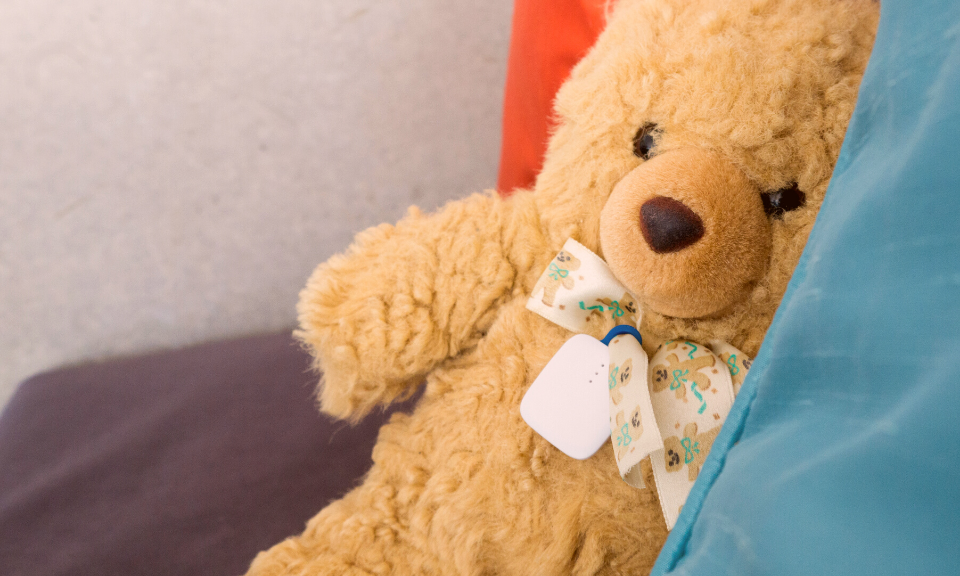 notiOne tracker with teddy bear